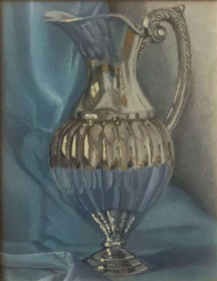 JARRON CON FONDO AZUL - Oleo - 1984