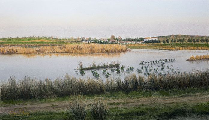 PERALVILLO AL ATARDECER - Pastel sobre papel Canson (56 x 32) - 05/02/2023 (En venta)