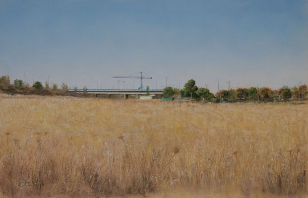 LA GRUA DEL POLIGONO - Pastel sobre papel Canson (42 x 28) - 2019 (En venta)