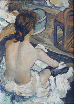 EL BAÑO - Versión de la pintura de Tulouse Lautrec - Oleo