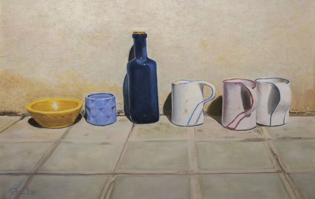 BODEGON URBANO - Pastel sobre papel Canson (58 x 40) - 09/2020 (En venta)
