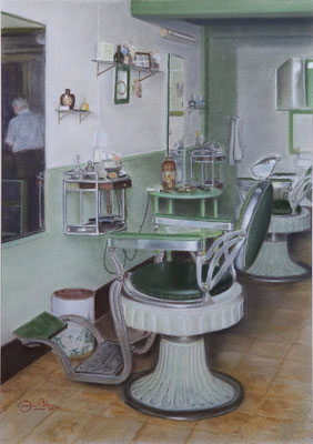 LA VIEJA BARBERIA (Castelo de Vide - Portugal) - Pastel sobre papel Canson (35 x 49) - 2014 (En venta)