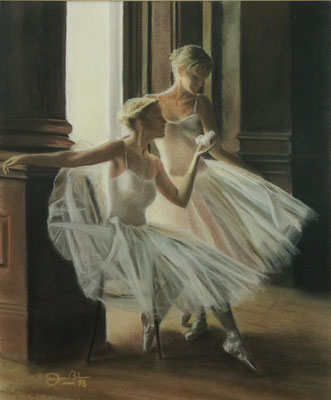 BAILARINAS - Pastel sobre papel Canson