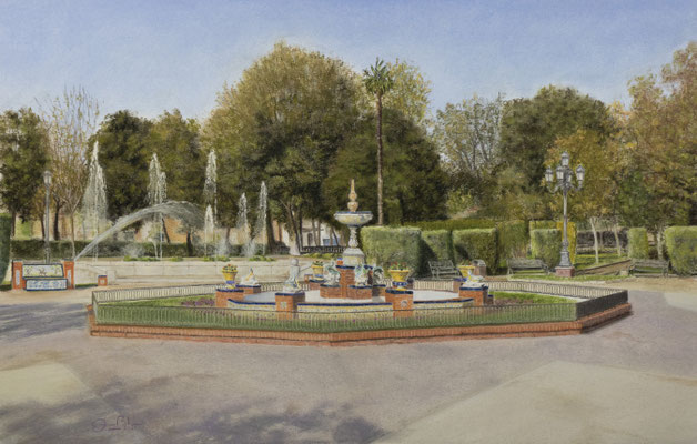 FUENTE TALAVERANA -Pastel sobre papel Canson (56 x 38) - 01/2021 (En venta)