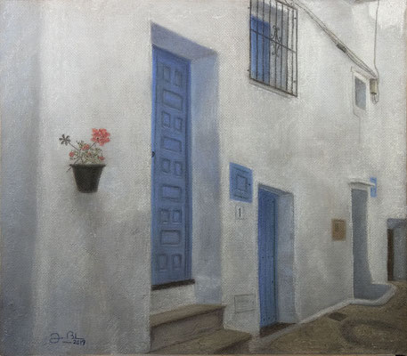 PUERTAS AZULES DE FRIGILIANA - Pastel sobre tabla HD (60 x 52) - 2019 (En venta)