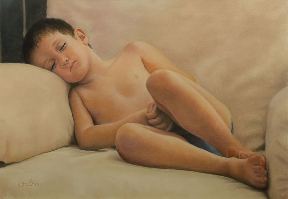 JORDAN DORMIDO - Pastel sobre papel Canson (56 x 38) - 2017