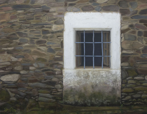 CASA DE PIEDRA EN VILVESTRE - Pastel sobre papel Canson (52 x 21) - 2020 (En venta)