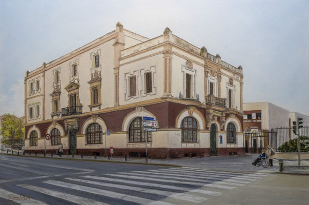 COLEGIO FERROVIARIO DE CIUDAD REAL - Pastel sobre papel Canson (56 x 38) - 12/2020 (En venta)