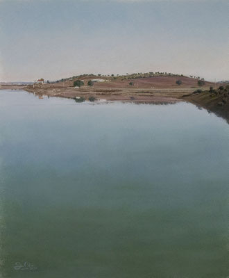 EMBALSE DE EL VICARIO - Pastel sobre papel Canson (42 x 50) - 06/2020 (En venta)