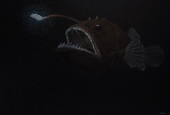 Ölbild eines Tiefsee-Anglerfisch (2023)