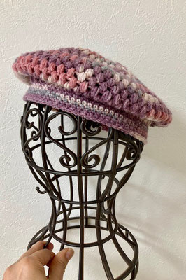 S・M様　かぎ針編み。玉編みのベレー帽子。