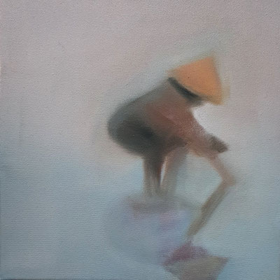 Im Reisfeld 2  Öl auf Leinwand   30 x 30 cm 