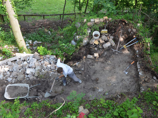 Zuerst wurden die Bäume gefällt und der Innenbereich freigelegt.