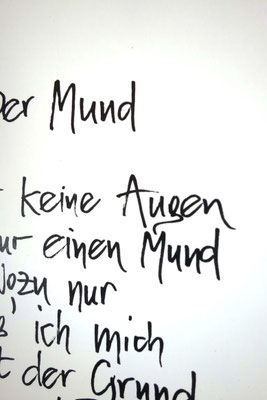 Detailansicht Kalligrafie „Der Mund“ Tusche auf Papier