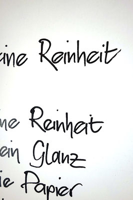 Detailansicht Kalligrafie „Deine Reinheit“ Tusche auf Papier