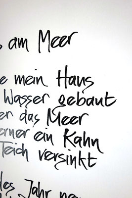 Detailansicht Kalligrafie „Haus am Meer“ Tusche auf Papier