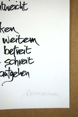 Detailansicht Kalligrafie „Lebendige Gedanken“ Tusche auf Papier unterer