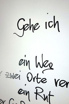 Detailansicht Kalligrafie „Gehe ich“ Tusche auf Papier