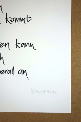 Detailansicht Kalligrafie „Gehe ich“ Tusche auf Papier unterer Teil