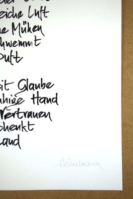 Detailansicht Kalligrafie „Ein Land“ Tusche auf Papier unterer Teil