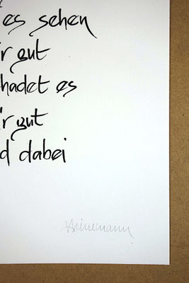 Detailansicht Kalligrafie „Es geht dir gut“ Tusche auf Papier unterer Teil