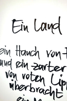 Detailansicht Kalligrafie „Ein Land“ Tusche auf Papier