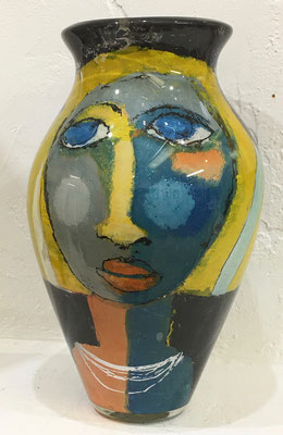 Vase " Couple yelow&blue "  ( sold )