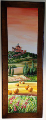 QP 185 QUADRO SU LEGNO CON CORNICE RICAVATA NOCE ANTICO