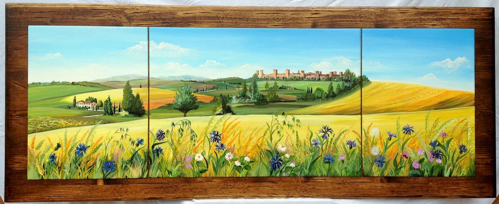 QP 180 QUADRO SU LEGNO CON TRE PANNELLI IN RILIEVO