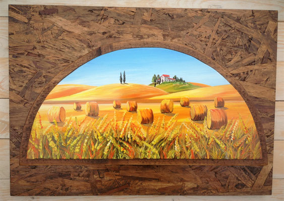 QPD 20 QUADRO IN LEGNO CON DIPINTO IN RILIEVO CM 50 X 40