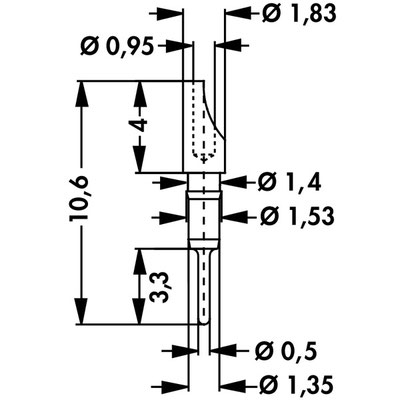 SK 04 Z ピンコンタクト・ピン端子 先端ソルダーカップ　Fischer Elektronik 外観図