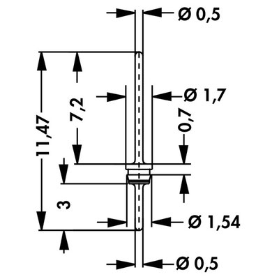 SK 42 G ピンコンタクト 0.5mm径丸ピン・ピン端子 Fischer Elektronik 外観図