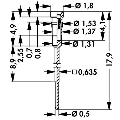 SK 13 x 2 G ソケットピン 外観図