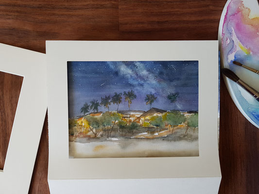 Nachtlandschaft Krabi- Thailand, Aquarell
