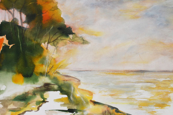 Am Ufer, Aquarellbild, (Verkauft)