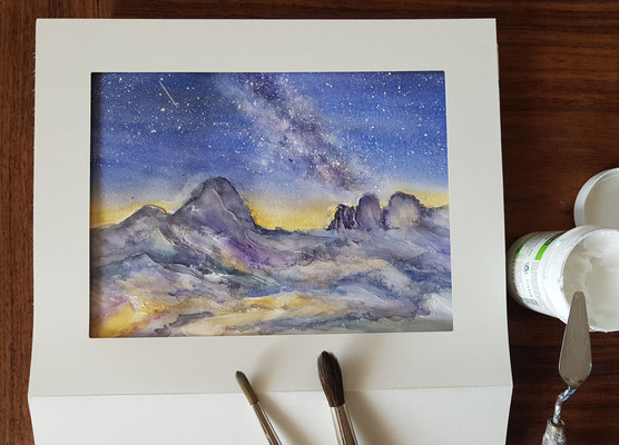 Nachtlandschaft Aquarell