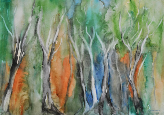 Birken, Aquarellbild