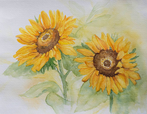 Sonnenblumen in Aquarell
