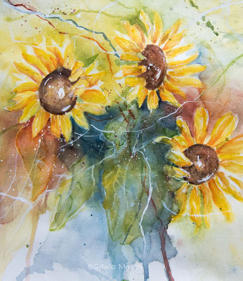 Sonnenblumen in Aquarell (Verkauft)