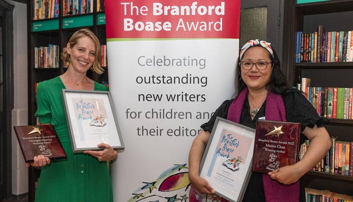 Winning the Branford Boase with my editor Georgia Murray 2022 (photo credit: Branford Boase)