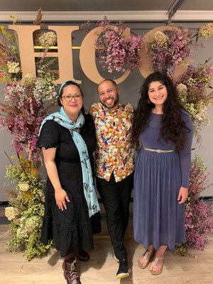 With Dean Atta and Nadine Aisha Jassat at the Hachette Summer Party 2023 (photo credit: Maisie Chan)
