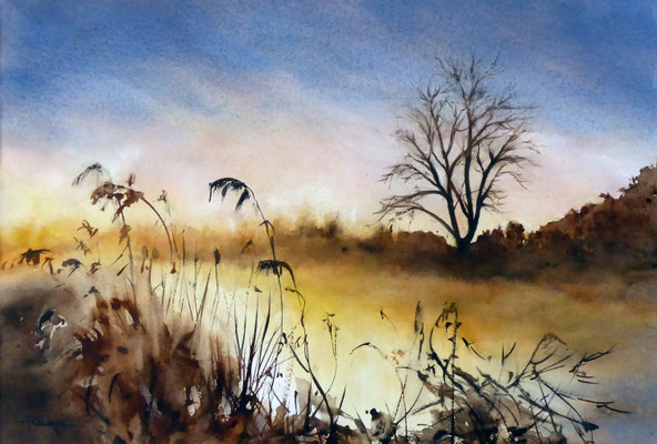 Soir sur l'étang - 54x66 cm