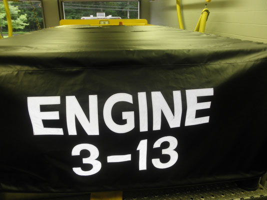 Hose Bed Cover with sewn in reflective lettering