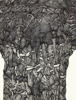 Turm Nr. 15, 65 x 50 cm, Tusche/Papier, 2025