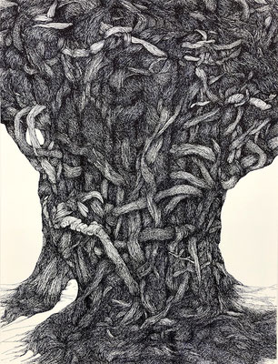 Turm Nr. 8, 65 x 50 cm, Tusche/Papier, 2025