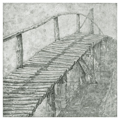"Steg-01", 12,0 x 12,0 cm, Silberstift, 2019 (Z-017)