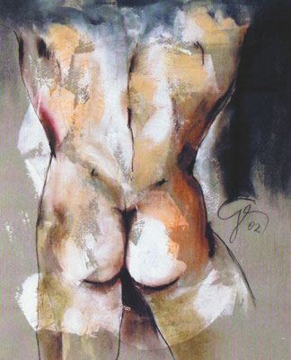Männlicher Rückenakt Pastellkreide auf Papier, 40 x 60