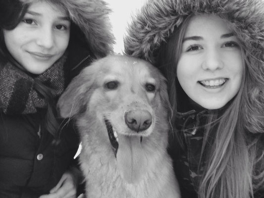 Bellis bei einem Spaziergang mit einer Freundin und ihrem Hund (16. Januar 2016)