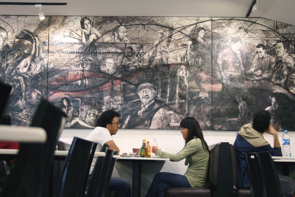 Retrato al oleo Mauricio Moran Estudio De Arte Mural Cineteca Nacional 