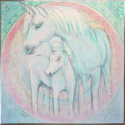 In der Fülle des SEINs, 100 x 100 cm, Acryl auf Leinwand, Swarovski Kristalle, privat
